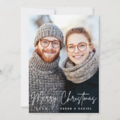 Cartes Pour Fêtes Annuelles Joyeux Noël élégant script pin vert photo (Devant)