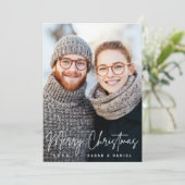 Cartes Pour Fêtes Annuelles Joyeux Noël élégant script pin vert photo (Debout devant)