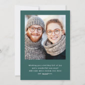 Cartes Pour Fêtes Annuelles Joyeux Noël élégant script pin vert photo (Dos)