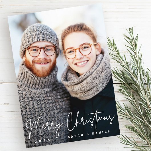 Cartes Pour Fêtes Annuelles Joyeux Noël élégant script rouge photo