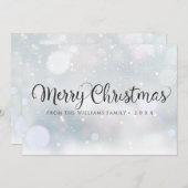 Cartes Pour Fêtes Annuelles Joyeux Noël Élégant Snowflakes Script (Devant / Derrière)
