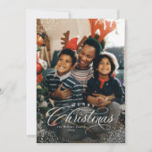 Cartes Pour Fêtes Annuelles Joyeux Noël élégant une photo cadre neige (Devant)