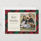 Cartes Pour Fêtes Annuelles Joyeux Noël Élégant Vert Rouge Rouge Plaid Photo (Devant)