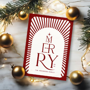 Cartes Pour Fêtes Annuelles Joyeux Noël Élégant Vintage Rouge et Blanc