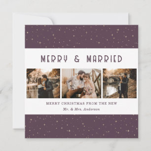 Cartes Pour Fêtes Annuelles Joyeux Noël Élégant Violet Or Mariés