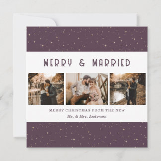 Cartes Pour Fêtes Annuelles Joyeux Noël Élégant Violet Or Mariés