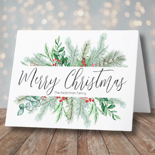 Cartes Pour Fêtes Annuelles Joyeux Noël Élégante Botanique Verdure
