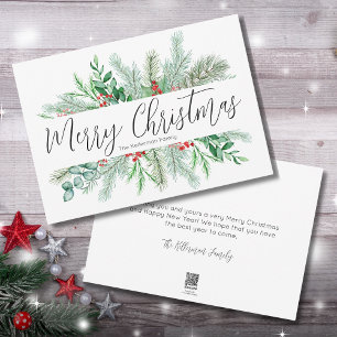 Cartes Pour Fêtes Annuelles Joyeux Noël Élégante Botanique Verdure