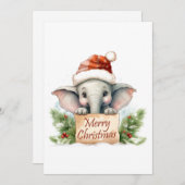 Cartes Pour Fêtes Annuelles Joyeux Noël éléphant (Devant / Derrière)