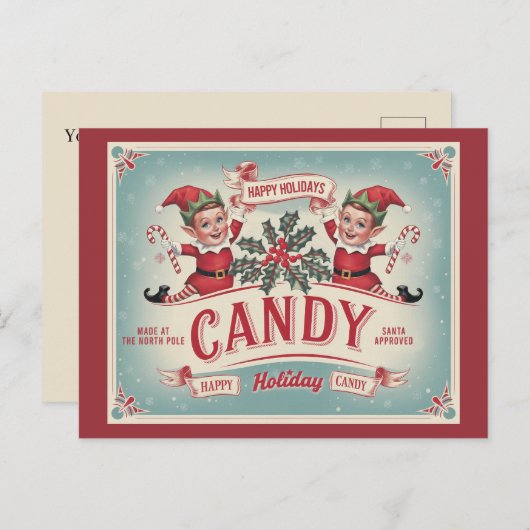 Cartes Pour Fêtes Annuelles Joyeux Noël Elf (Devant / Derrière)