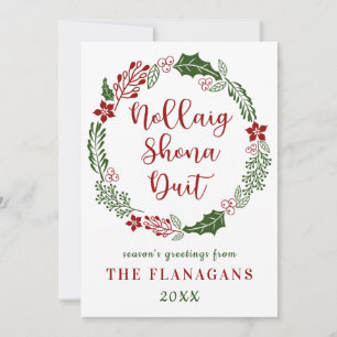 Cartes Pour Fêtes Annuelles Joyeux Noël en gaélique irlandais, personnalisable