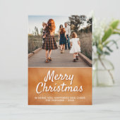 Cartes Pour Fêtes Annuelles Joyeux Noël en métal orange moderne (Debout devant)