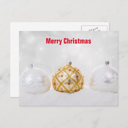 Cartes Pour Fêtes Annuelles Joyeux Noël en or et en argent (Devant / Derrière)