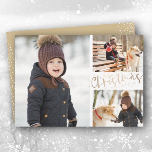 Cartes Pour Fêtes Annuelles Joyeux Noël en or photo multiple