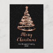 Cartes Pour Fêtes Annuelles Joyeux Noël en or rose et en ruban noir (Devant)