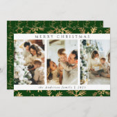 Cartes Pour Fêtes Annuelles Joyeux Noël en or vert moderne Collage photo (Devant / Derrière)