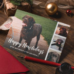 Cartes Pour Fêtes Annuelles Joyeux Noël en photos avec votre animal de compagn<br><div class="desc">Faites une pause ! Transformez les meilleurs moments de votre bébé à fourrure en souvenirs de Noël précieux avec nos cartes personnalisées. Mettez en avant 4 de vos photos préférées de votre animal et ajoutez votre touche personnelle à 'joyeux Noël'. Personnalisez avec vos noms pour une surprise festive parfaite pour...</div>
