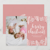 Cartes Pour Fêtes Annuelles Joyeux Noël en rose (Devant / Derrière)