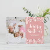 Cartes Pour Fêtes Annuelles Joyeux Noël en rose (Debout devant)