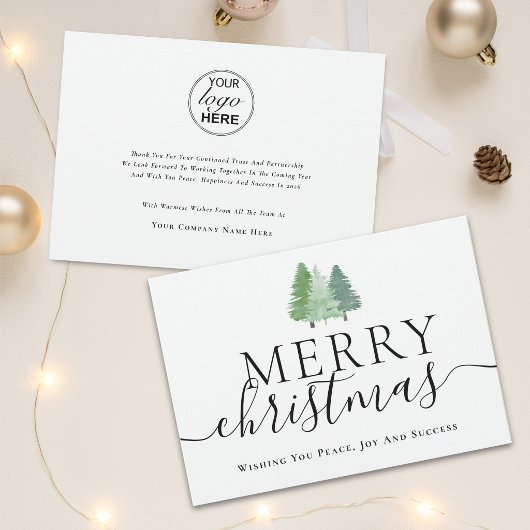 Cartes Pour Fêtes Annuelles Joyeux Noël Entreprise logo Sapins modernes
