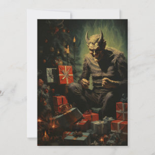 Cartes Pour Fêtes Annuelles Joyeux Noël Épouvantable Horreur Diable Père Noël