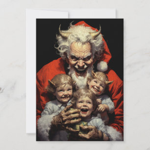 Cartes Pour Fêtes Annuelles Joyeux Noël Épouvantable Horreur Diable Père Noël