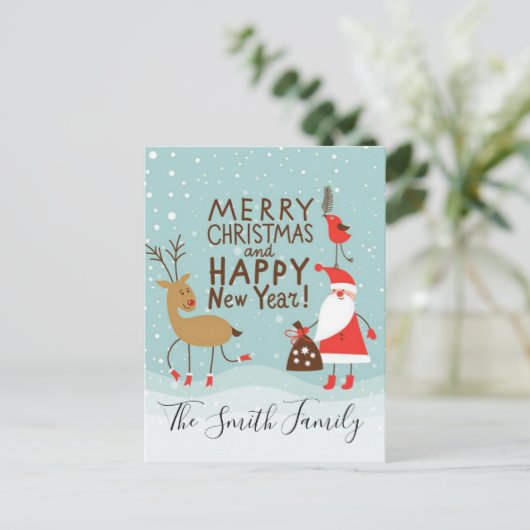 Cartes Pour Fêtes Annuelles Joyeux Noël et Bonne Année (Debout devant)