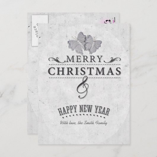 Cartes Pour Fêtes Annuelles Joyeux Noël et Bonne Année (Devant / Derrière)