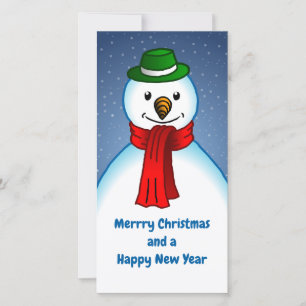 Cartes Pour Fêtes Annuelles Joyeux Noël et Bonne Année au Bonhomme de Neige