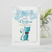 Cartes Pour Fêtes Annuelles Joyeux Noël et Bonne Année Chat (Debout devant)