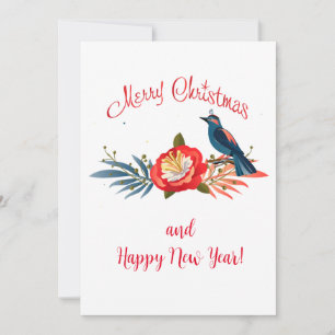 Cartes Pour Fêtes Annuelles Joyeux Noël et Bonne Année ! Oiseau bleu 2025