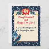 Cartes Pour Fêtes Annuelles Joyeux Noël et Bonne Année ! Oiseau bleu 2026 (Dos)