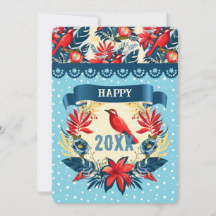 Cartes Pour Fêtes Annuelles Joyeux Noël et Bonne Année ! Oiseau rouge 2026