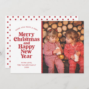 Cartes Pour Fêtes Annuelles Joyeux Noël et Bonne Année Photo Rouge