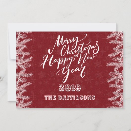 Cartes Pour Fêtes Annuelles Joyeux Noël et Bonne année Pine Parties scintillan (Devant)