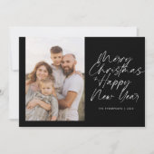 Cartes Pour Fêtes Annuelles Joyeux Noël et Bonne Année Script moderne (Devant)