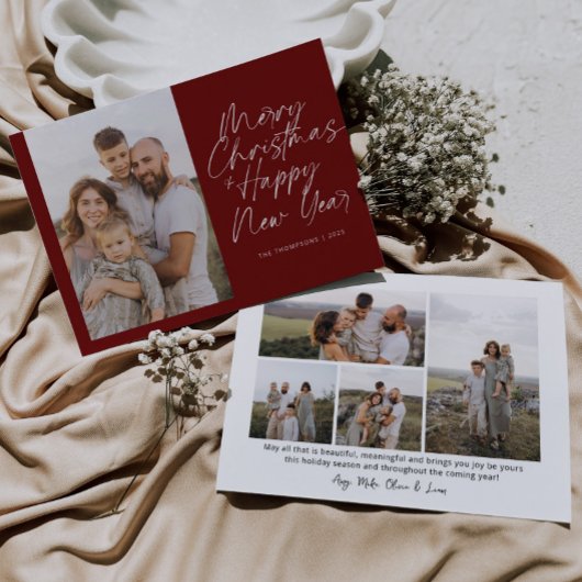 Cartes Pour Fêtes Annuelles Joyeux Noël et Bonne Année Script moderne