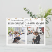 Cartes Pour Fêtes Annuelles Joyeux Noël et Joyeux Nouvel An Script Deux photos (Debout devant)