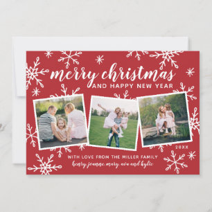 Cartes Pour Fêtes Annuelles Joyeux Noël et Joyeux Nouvel An Snapshots neige