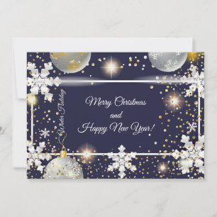 Cartes Pour Fêtes Annuelles Joyeux Noël et Nouvel An ! 20XX Silver Luxury