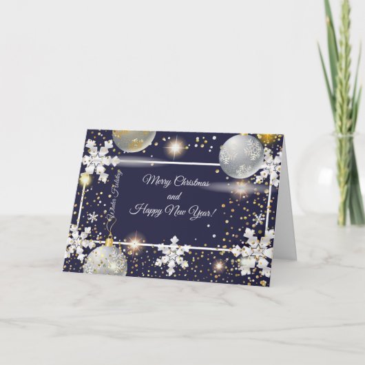 Cartes Pour Fêtes Annuelles Joyeux Noël et Nouvel An ! 20XX Silver Luxury (Devant)