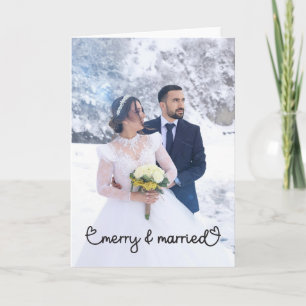 Cartes Pour Fêtes Annuelles Joyeux Noël et Photo de Mariés Bonne Fête