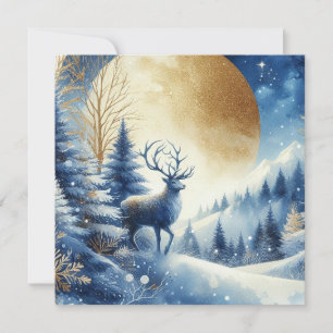 Cartes Pour Fêtes Annuelles Joyeux Noël et scène hivernale avec cerfs
