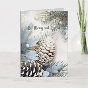 Cartes Pour Fêtes Annuelles Joyeux Noël Étincelle Flammes de neige Pine Cônes