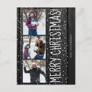 Cartes Pour Fêtes Annuelles Joyeux Noël famille 3 photo collage rustique