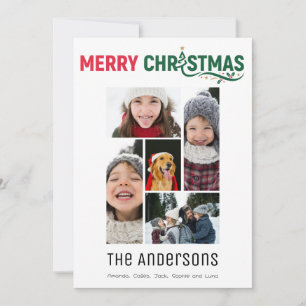 Cartes Pour Fêtes Annuelles Joyeux Noël Famille 5 Collage de photos Moderne Ch