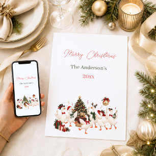Cartes Pour Fêtes Annuelles Joyeux Noël Famille Amis Oies