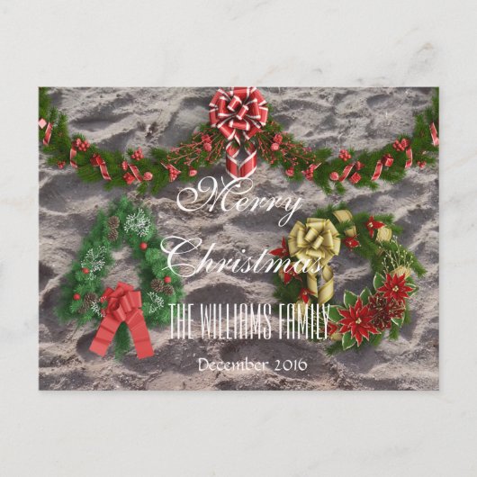 Cartes Pour Fêtes Annuelles Joyeux Noël Famille Décembre 2016 Wreath Sand (Devant)