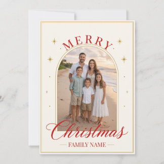 Cartes Pour Fêtes Annuelles Joyeux Noël Famille en Écriture Rouge Élégante 