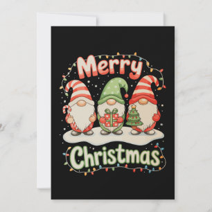 Cartes Pour Fêtes Annuelles Joyeux Noël Famille Gnome Lumières Fêtes de Noël